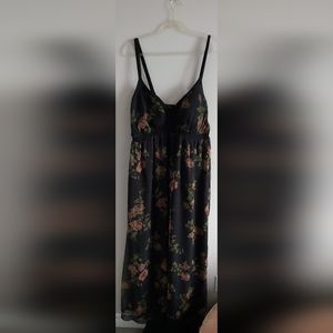 Jessica Simpson black flower print maxi dress 1X